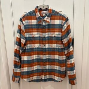 J.Crew Mens  Mid weight Flannel Workmans Plaid Button down Shirt Size L Check